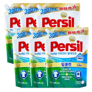 퍼실 딥클린 퓨어프레쉬 실내건조 리필 일반/드럼 겸용 1.8L X 6개