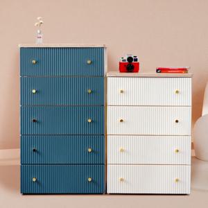 베네르 우드상판 서랍장 4단 템바보드 골드핸들 인테리어 수납 정리함 와이드 플라스틱 수납장