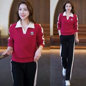 여성 패션 브이넥 투피스 세트 트레이닝 세트 운동복 상하세트 캠핑룩