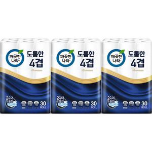 깨끗한나라 도톰한 4겹 화장지 25mx30롤x3개/ 비데겸용/ 무형광/ 천연펄프/ 두루마리
