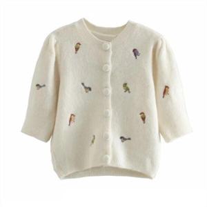 여성 캐주얼재킷2021 여성용 참새 자수 니트 가디건 재킷 자켓 06427100712