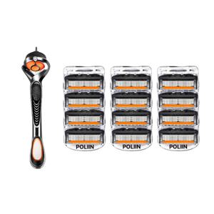 질레트 호환용 스윙 면도기 + 신형 프로글라이드 면도날 3팩(12개입) 블랙주황