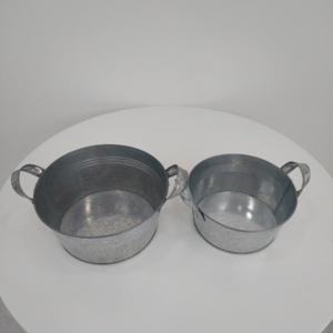 빈티지 타원형 양철양동이 수납 정리 바구니 철제화분