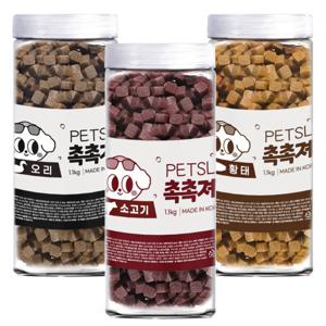 펫슬레이 촉촉져키 1.1kg 소/오리/황태 강아지 간식 애견 간식 개 간식 강아지 대용량 간식