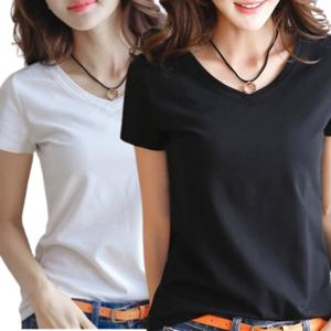 여성 쿨 반팔티 브이넥 반팔티셔츠  이너 반팔티  1+1 행사중