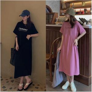 wrikri 빅사이즈 데일리 아모르 레터링 롱 원피스 1+1행사중