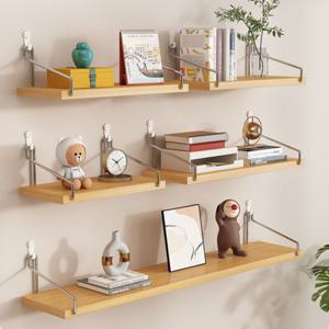무타공 벽선반 원목 벽걸이 접착식 인테리어 우드 수납 선반 3size