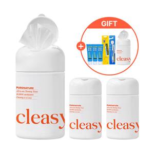 1+1 퓨어네이처 Cleasy 클이지 세정살균 청소용물티슈 180매입 2통 단독 사은품 증정