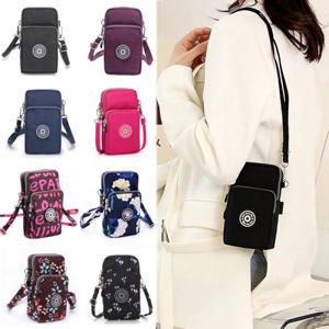 3단 미니 크로스백 핸드폰 지퍼 수납 나일론 생활방수 분리수납 등산 보조가방 여행가방