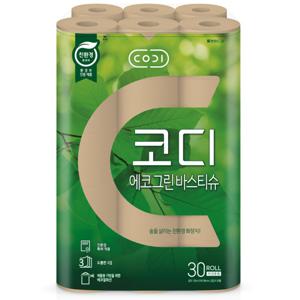코디 에코그린 바스티슈 3겹 30m 화장지 30롤