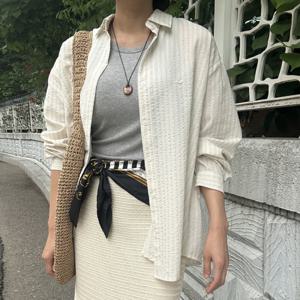 시어서커 셔츠 스트라이프 여성 여름 긴팔남방 면남방