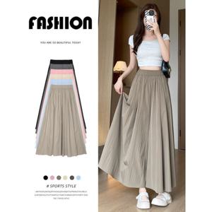 여름 빅사이즈 여성 와이드와이드 하이웨스트 날씬해 보이는 치마바지