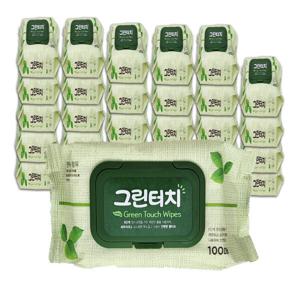 찐스토어 그린터치 물티슈 100매 캡형 / 휴대용물티슈 물수건  30개입