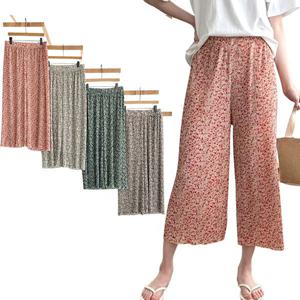 여성 꽃무늬 아이스 냉감 쿨링 여름 8부 냉장고바지 밴딩 반바지