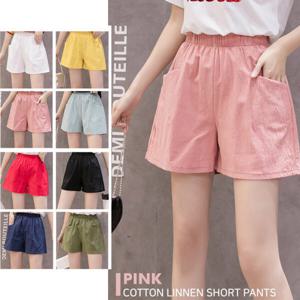 여성 빅사이즈 여름 코튼 린넨 면바지 핫팬츠 캐주얼 밴딩 반바지