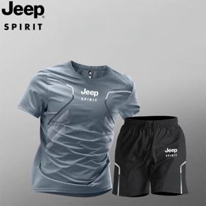 JEEP 지프 남성 여름 빅사이즈 라운드넥 트레이닝 반팔세트