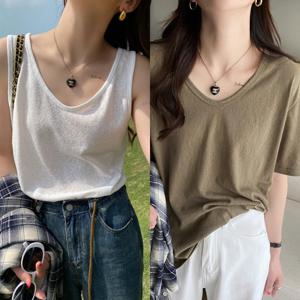 1+1 에어무드 스노우코튼 민소매/반팔