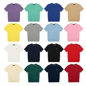 폴 로 랄 프 로 렌 여성 코튼 케이블 크루넥 반팔 니트 스웨터 16가지색상