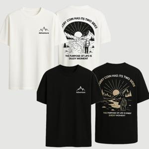 남자 캐주얼 오버핏 그래픽티셔츠 빅프린팅 스트릿 코튼티셔츠