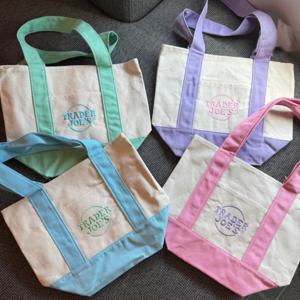 (한정수량) 1+1 TRADERS JOES 트레이더스조 미니 파스텔 캔버스 토트백