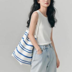 니트 스트라이프 에코백 숄더백 여성 데일리 여행 가방 M822328