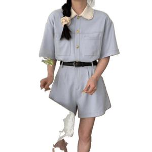 카고 점프슈트 기질 날씬해 보이는 달콤한 디자인에 미니멀한 반팔 점프슈트