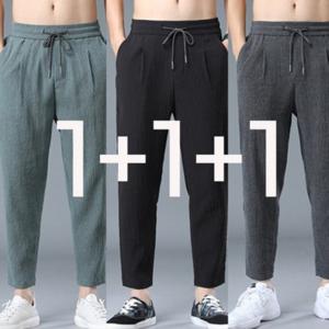 1+1+1 남성 쿨바지  아이스 쿨링팬츠 여름 슬랙스 팬츠 일자 쿨바지 면 린넨 냉감 츄리닝 작업바지 1+1+1