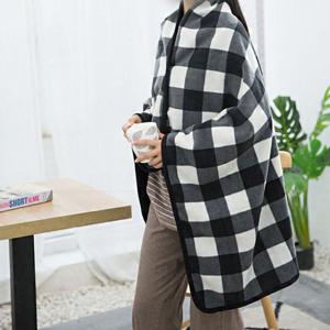 체크 똑딱이 무릎 담요 밍크 극세사 입는 망토 학생 사무실 캠핑 이불