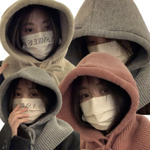 투버튼 여성 겨울 니트 바라클라바 방한 모자 후드 넥워머 OFDJ-HT5