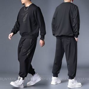 빅 사이즈 2XL-8XL 트레이닝 세트 캐주얼 루즈핏 봄 가을 오버사이즈 조거 팬츠 맨투맨 티 조거 밴딩 팬츠