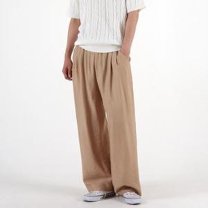 남성 긴바지/남자 남성 핀턱 페이크린넨 데일리 와이드 팬츠 바지
