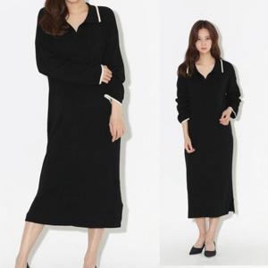 여성 가을 긴팔 롱 카라 오버핏 니트 원피스