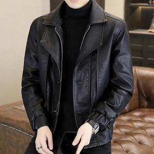남자 가을 겨울 캐주얼 레더 자켓 루즈핏 고급 레더 코트