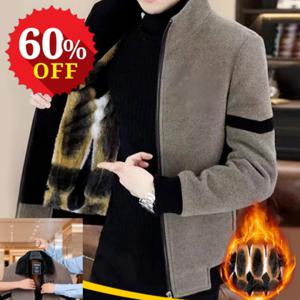 60%OFF 밍크 털 안감 배색 남성 모직 코트 겨울 기모 도톰 차이나 재킷