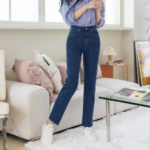 여성 긴바지/여성용 인밴드 루즈 일자 데님 스판 청바지