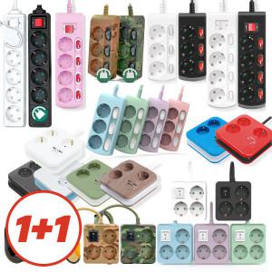 1+1 러그박스 납작 멀티탭 개별 절전 스위치 미니 USB 디자인 고용량 멀티콘센트 1구~5구 1+1행사