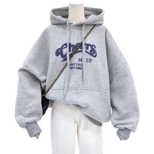 1 + 1 맨투맨 여성 기모 두께 가을 겨울 신상 헐렁헐렁 후드티 외투 투피스