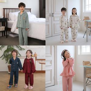 국내산 무형광 아동잠옷 순면 폴리 면혼방 긴팔 세트 원피스 키즈잠옷
