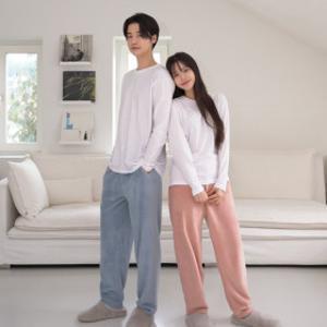 (15+15+4%) 4컬러 남녀 밍크 수면바지 커플 무지 극세사 잠옷 파자마 바지