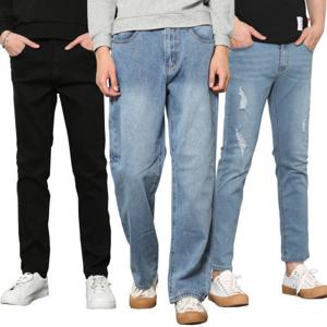 남자 청바지 남성바지 슬림 스판 빅사이즈 밴딩 와이드 블랙진 워싱 데님 28~42