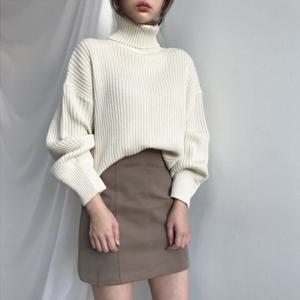 여성 목폴라 니트 가을 겨울 간절기 아크릴 루즈핏 터틀넥 OFDJ-TTN1