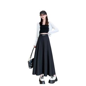 스커트 여성 가을 겨울 신상 플리츠 스커트 하이웨이스트 날씬해 고급감 미디엄 롱 스커트 우아한 분위기의