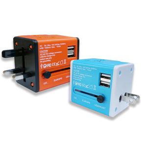 전세계사용 JY-159 해외여행용 멀티아답터 USB2포트 블루/오렌지중 선택하여 요청사항에 기재 바랍니다.