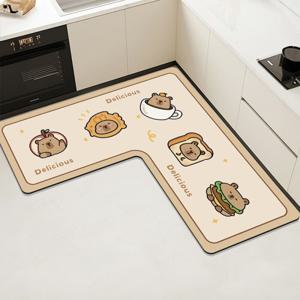 카피바라 규조토 주방매트 빨아쓰는 발매트 미끄럼방지 ㄱ자 매트