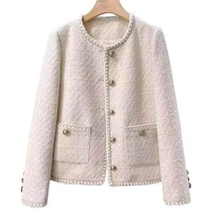 여성 금장버튼 트위드 자켓 봄 가을 고급스러운 골드배색 프렌치 아우터 슬림핏 숏자켓