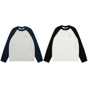 폴 로 흑백 배색 긴팔 남녀 이너 이너 이너 레트로 클래식 라운드 맨투맨 티셔츠