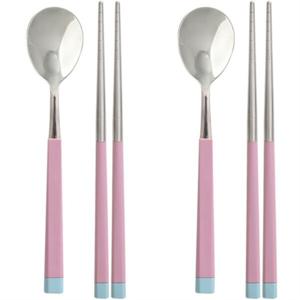 diyou 상상앤드 스테인레스 한식 주니어용 수저 2인 세트