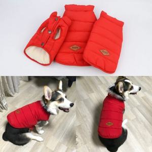 심플 레드 애견옷 애견패딩조끼 애완의류 강아지옷 애견의류 애견털조끼 애견후드 강아지조끼 심플 레드 애