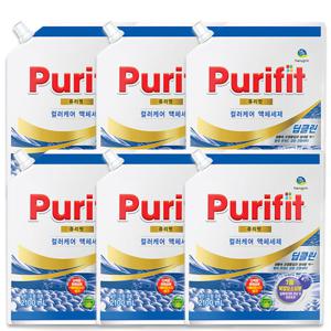 하루그린 퓨리핏 딥클린 컬러케어 캡형 리필 세탁세제 2.1L 6개 액체세제