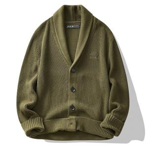 JEEP  남성 봄 가을 두꺼운 V넥 루즈 니트 캐주얼  카디건 스웨터
